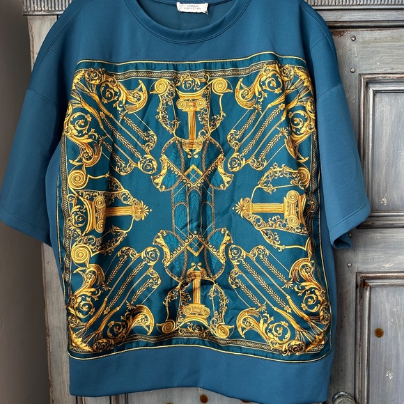Versace Collections S/S Men's Top with Silk Baroque Print Size 40 - Picture 2 of 10